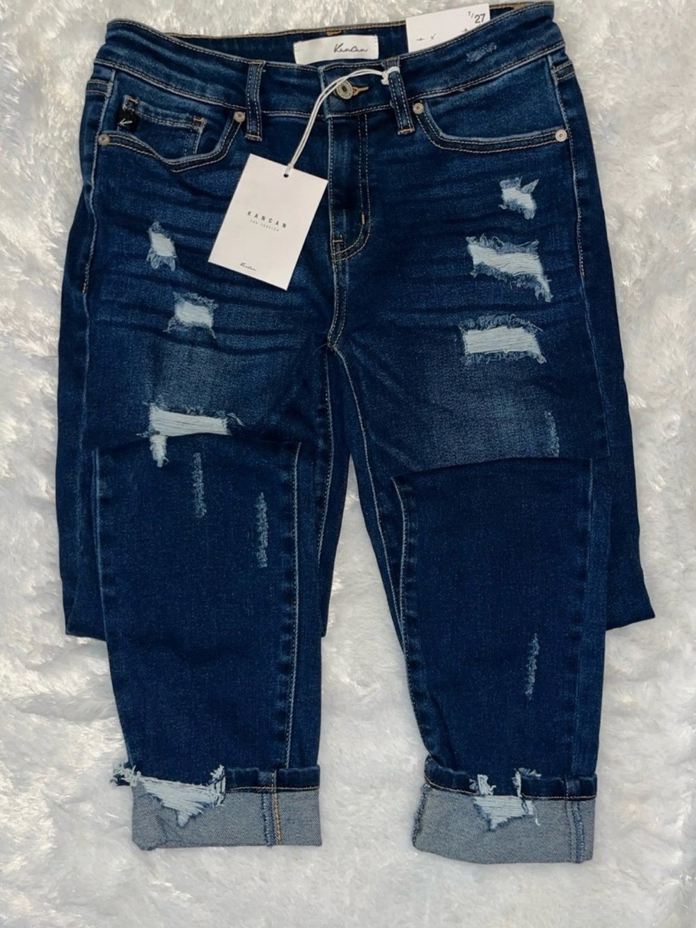 KanCan Dark Blue Distressed Skinny Jeans - Picture 4 of 5